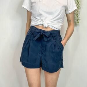 J. CREW high rise shorts navy belted elastic waist side pockets preppy 2235